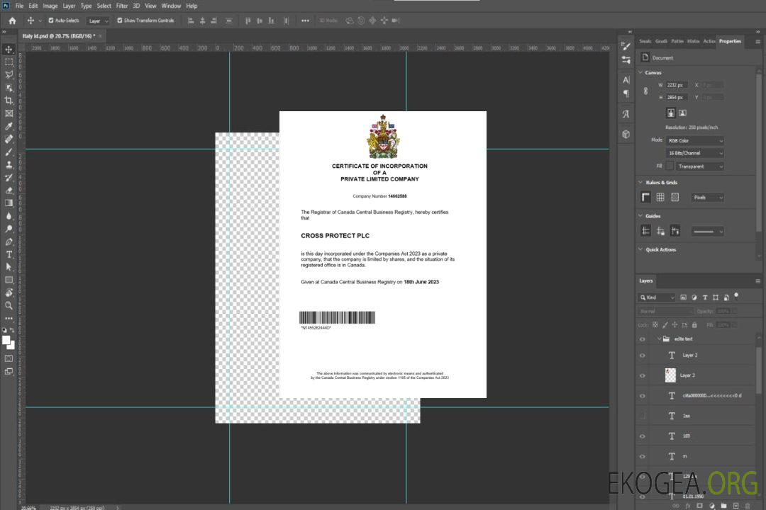 Modèle Word et PDF de certificat d'enregistrement du Canada template